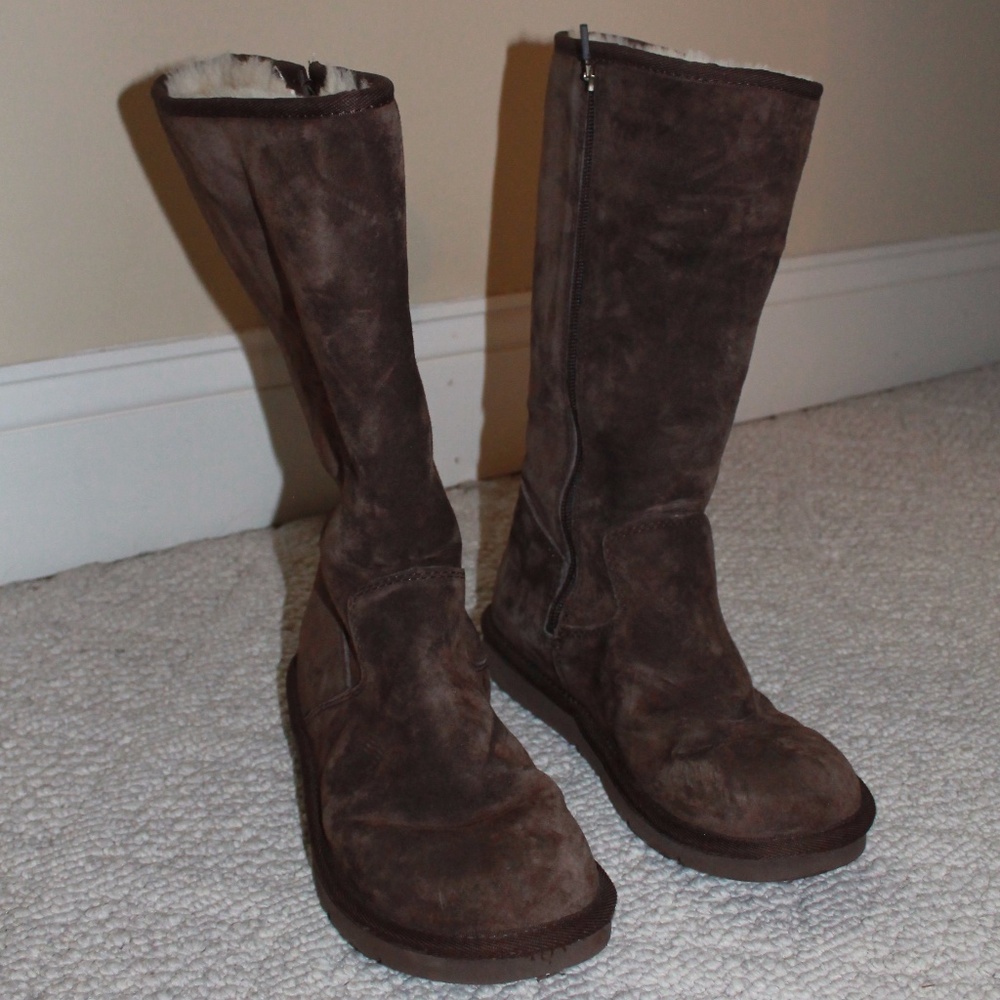 UGG Brown Tall Boots with Zipper